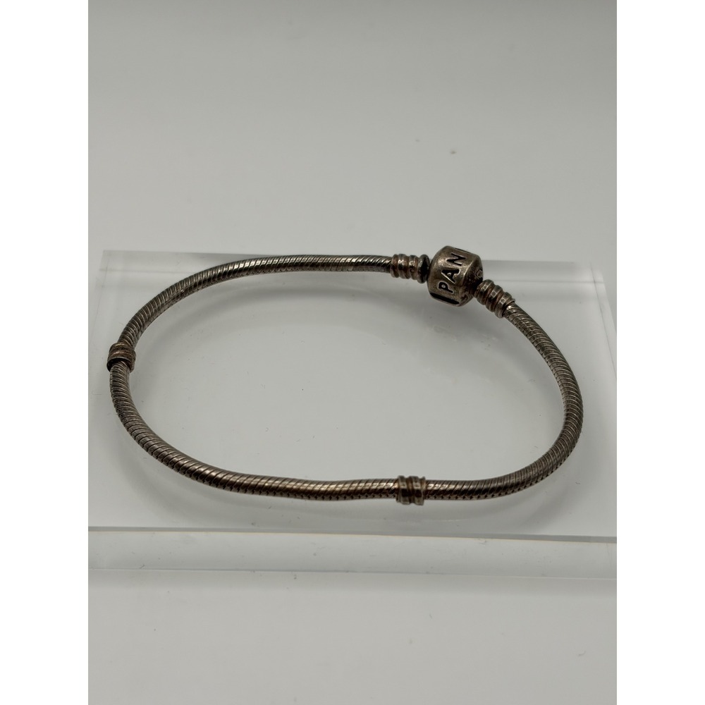 Authentic PANDORA Original Sterling Silver Snake BARREL CLASP BRACELET  7.9"
